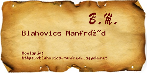 Blahovics Manfréd névjegykártya